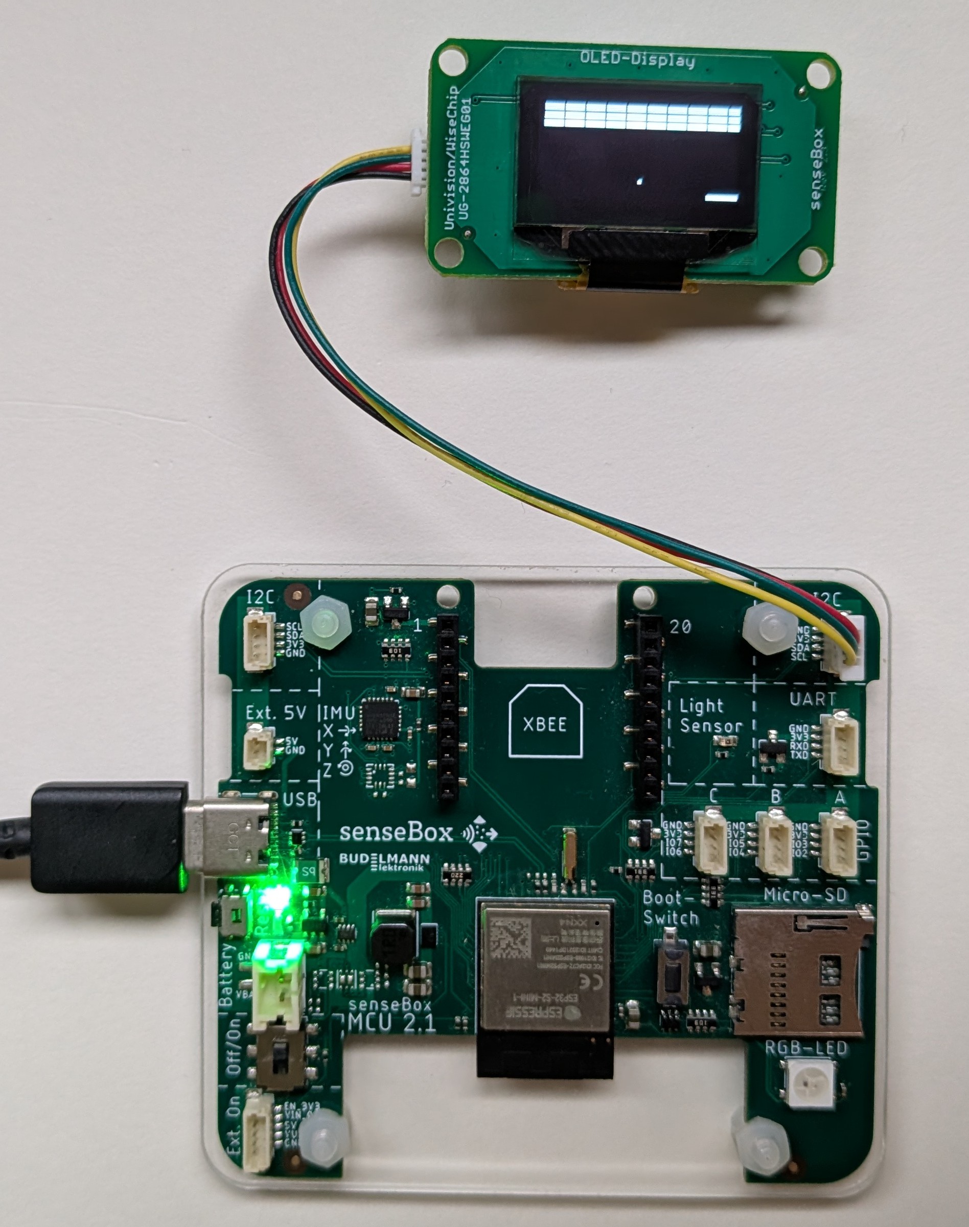 Brick Breaker Spiel auf dem OLED Display